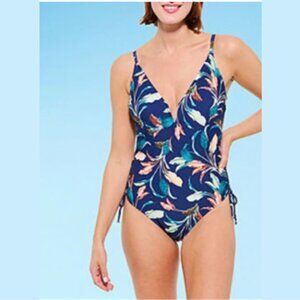 Mynah - Womens Lush Leaves V-Neck One Piece Swimsuit
